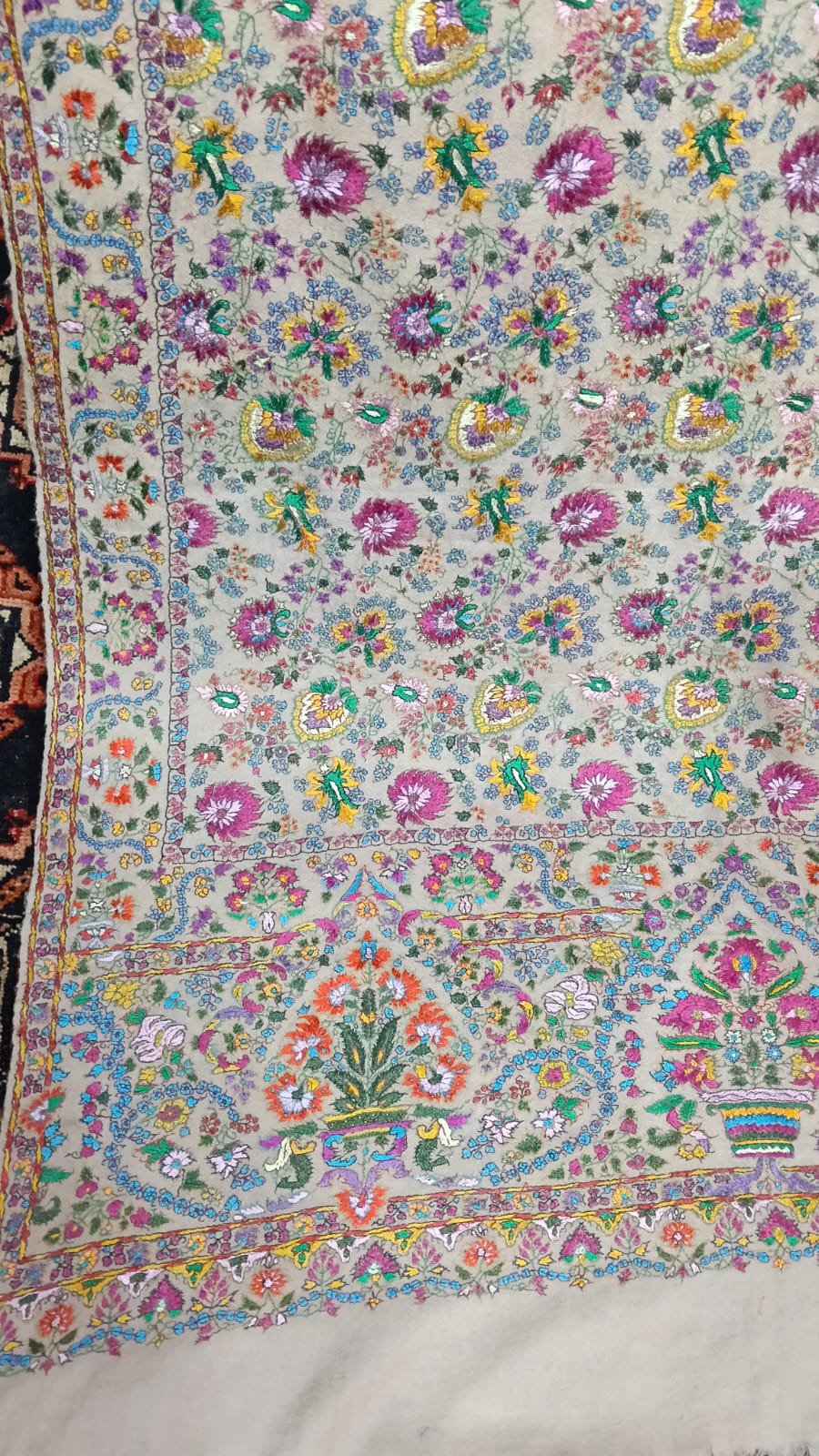 Pashmina jamawar shawl needle work najibabadi paper mashi