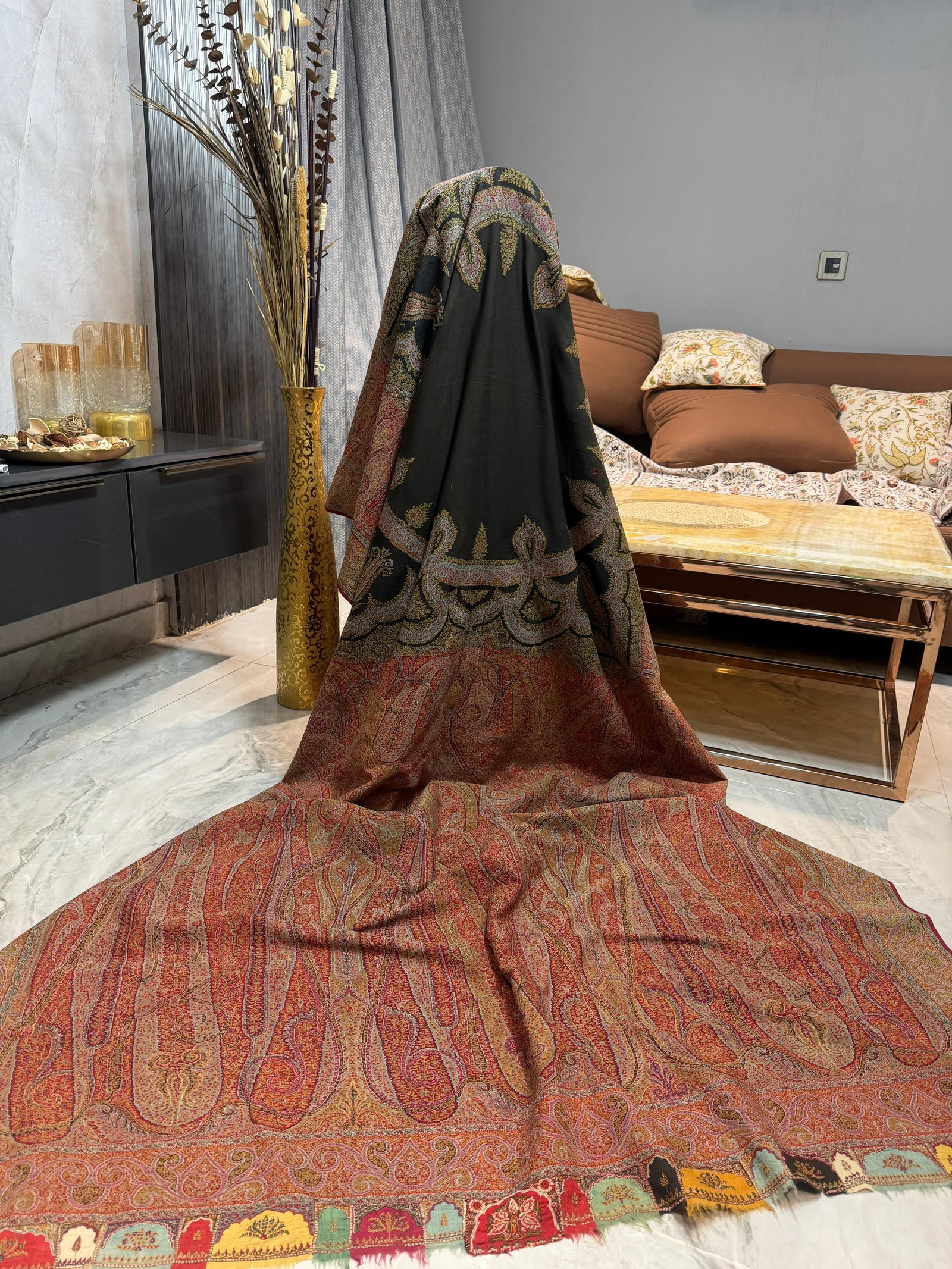 Antique Kani Jamawar shawl unique regal gents