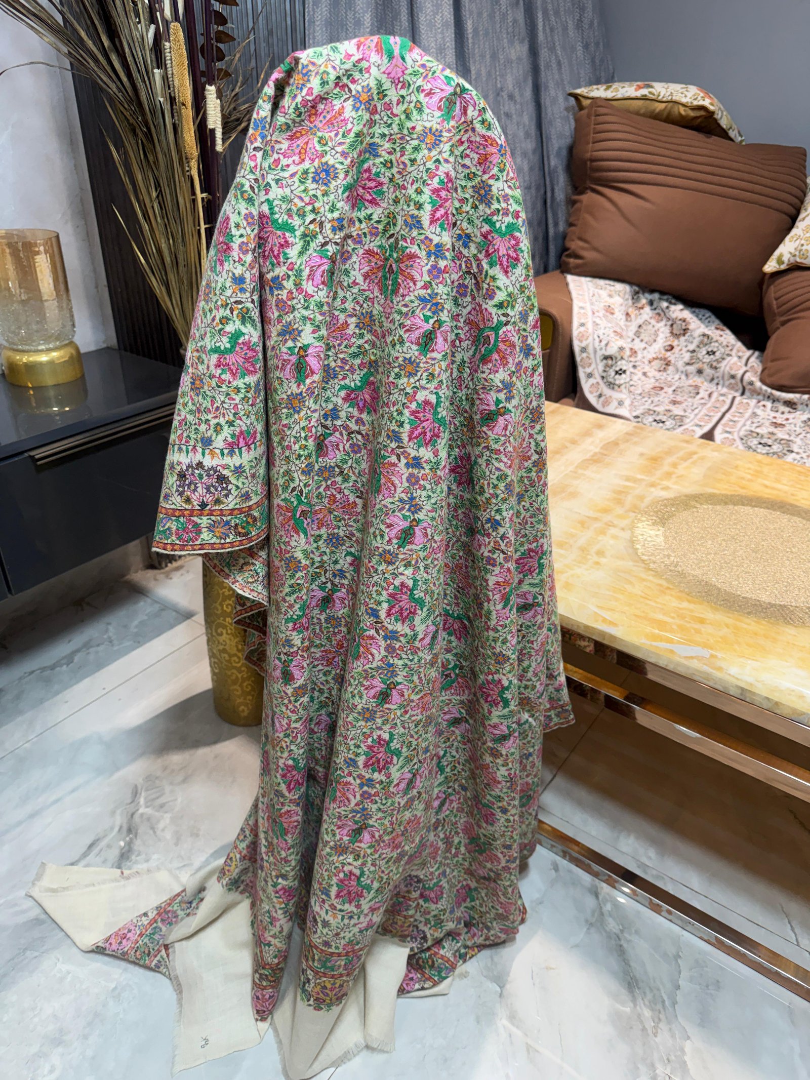 Kalamkari needle work pashmina regal shawl 