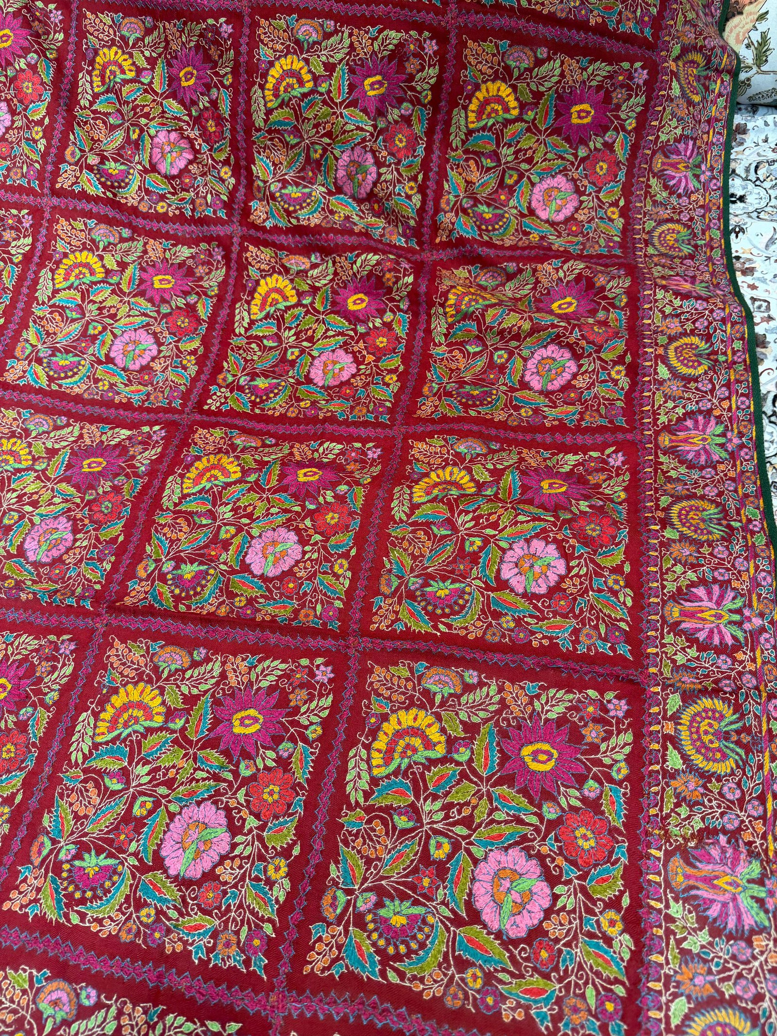Pashmina needle work jamawar
