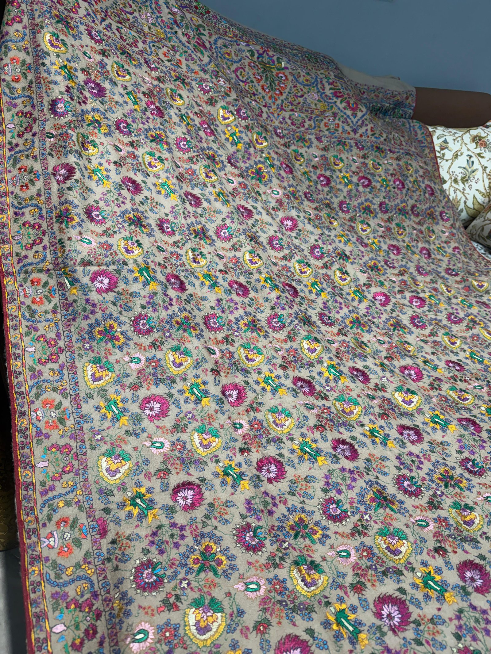 Pashmina Resham needle work unique shawl 