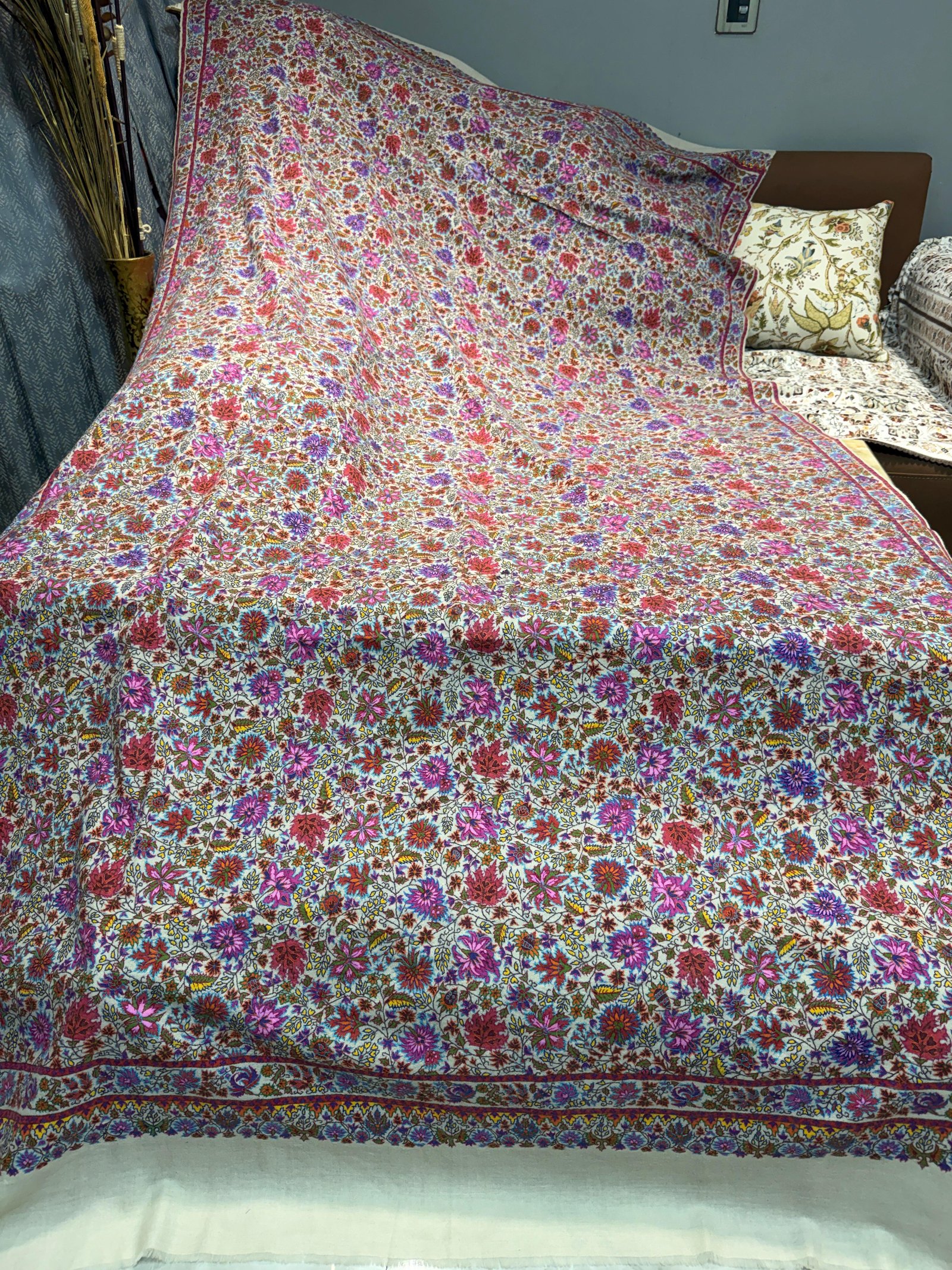 Pashmina kalamkari needle work unique shawl 
